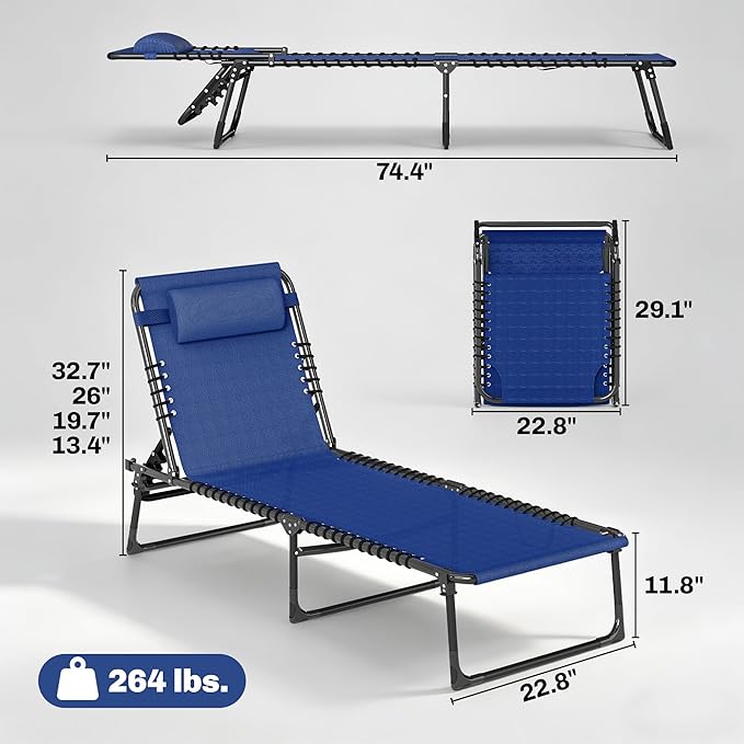 Outsunny Folding Chaise Lounge Chair Set of 2, Patio Sun Tanning Chair