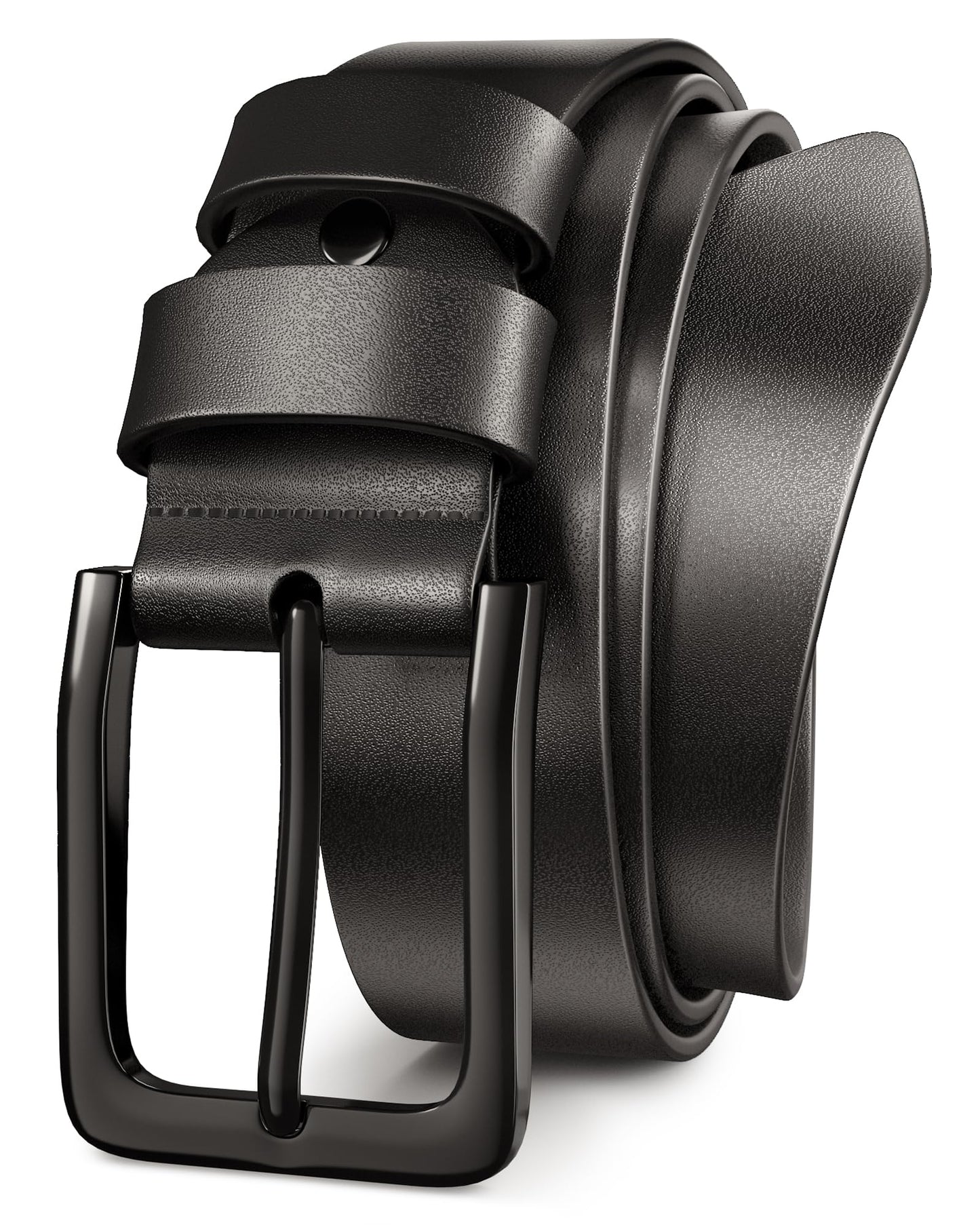Papaanils Mens Black Dress Belt,Genuine Casual Mens Belts Leather for Jeans and Golf, Width1.5