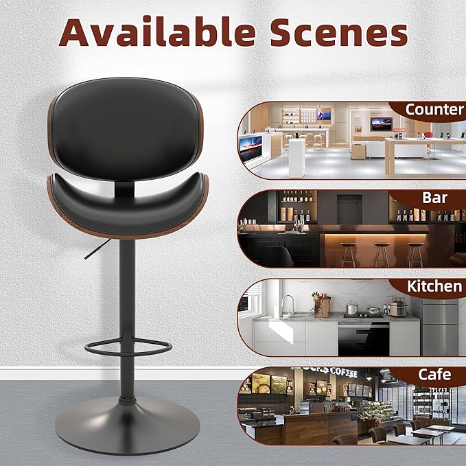 civama Bar Stools Set of 4 for Kitchen Counter, Adjustable Bar Height Chairs