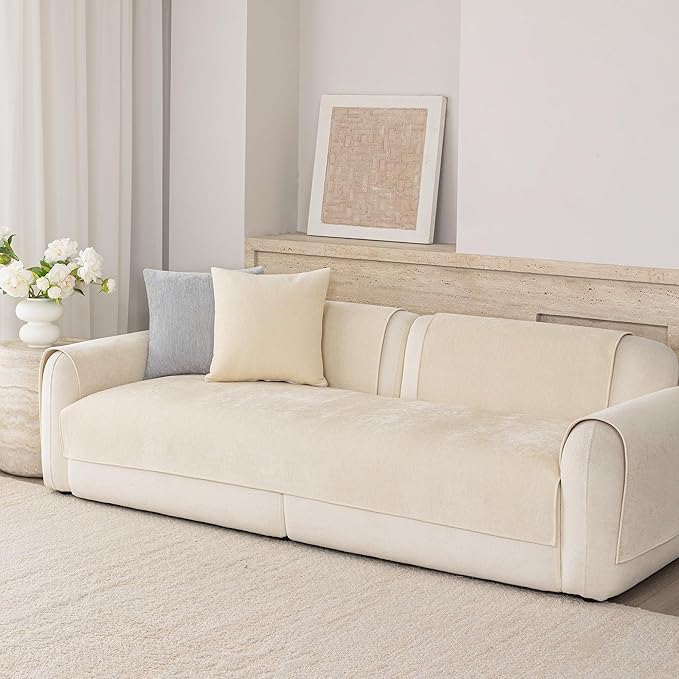 Premium Chenille Sofa Cushion Covers，Upgraded Anti-Slip Sectional Couch