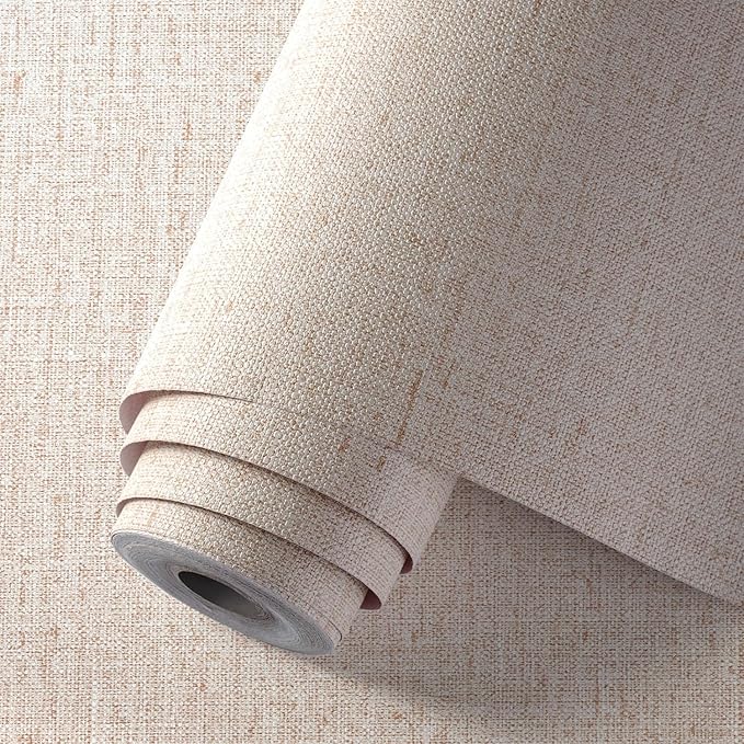 Beige Grasscloth Wallpaper Peel and Stick Textured Self Adhesive Linen Contact