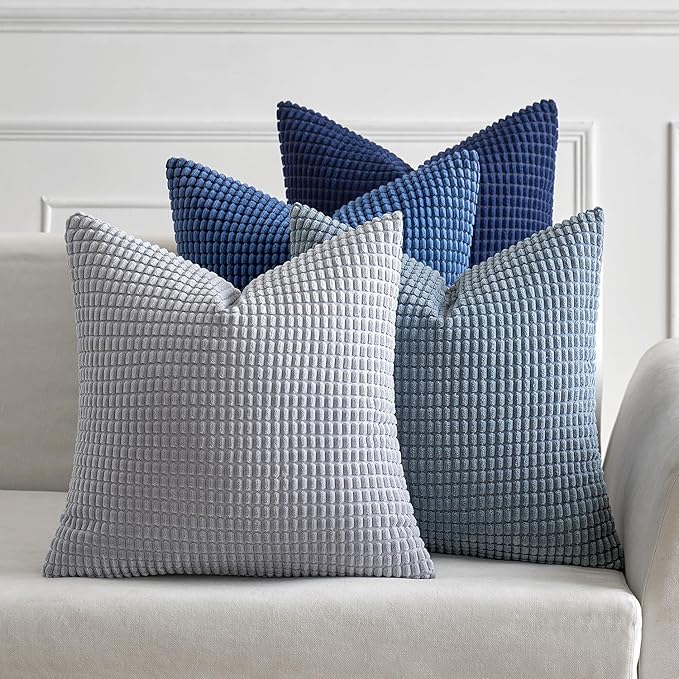 MIULEE Blue Decorative Pillow Covers 20x20 Inch Set of 4 Boho Western Farmhouse