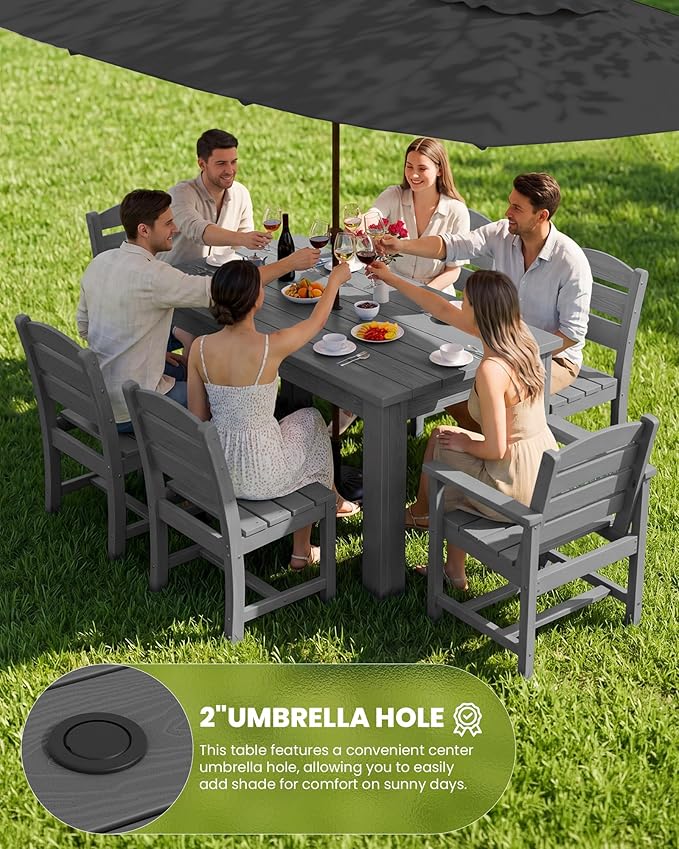 SERWALL HDPE Dining Set for 10 – 2 Tables, 8 Armless + 2 Armchairs. Includes 10