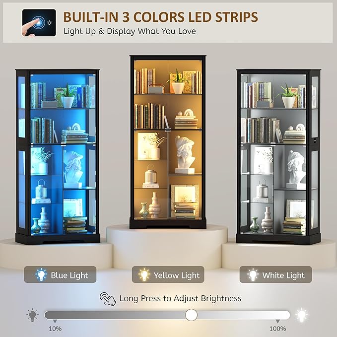 Gurexl Modern Glass Display Cabinet