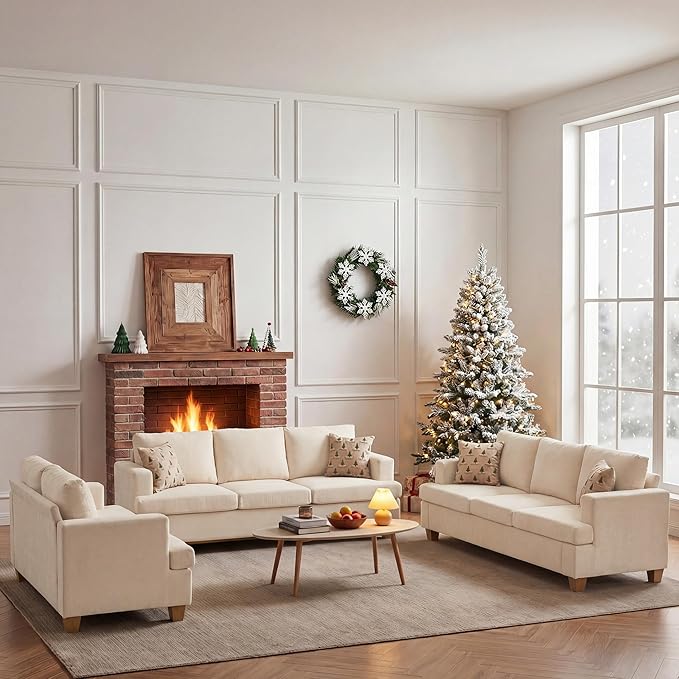 Apicizon 3 Pieces Couch Set Living Room Furniture Sets, Loveseat Sofa & 3