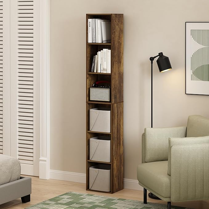 Furinno LUDER Book Shelf, 6-Tier Tall Modern Bookshelf, Bookcase
