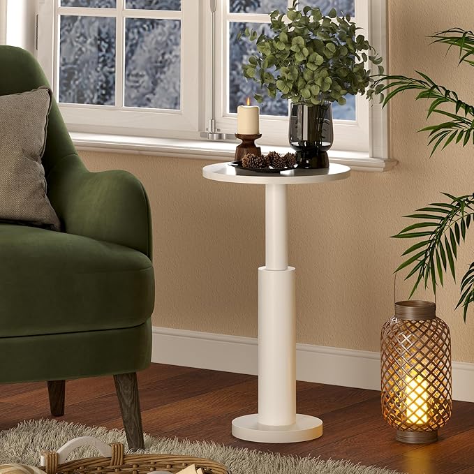 LAATOOREE Small Round Side Table, Accent Drink Coffee Table, Pedestal End Table