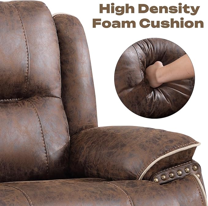 EBELLO Faux Leather Manual Recliner Sofa Set, Double 1 Seat Reclining Chair