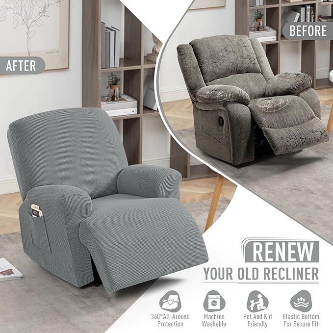 TAOCOCO Oversized Recliner Chair Covers, 1 Seater Streach Recliner Covers Soft
