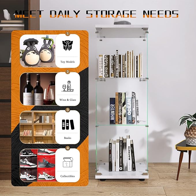 Beauty4U One-Door Glass Display Cabinet, Collection Display, Quick Installation