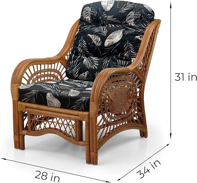 Malibu Lounge Living Accent Armchair Natural Rattan Wicker Handmade Design