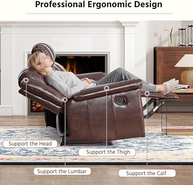 ANJ Premium Genuine Manual Reclining Sofa Set