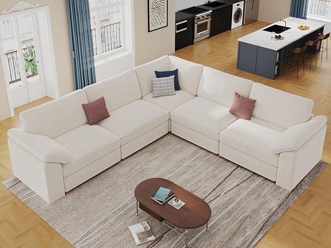 EASE MOOSE Sectional Modular Sofa, Oversized L Shape Sectional Wide Deep seat