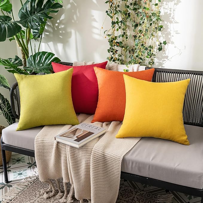 MIULEE Pack of 2 Decorative Outdoor Solid Waterproof Throw Pillow Covers Faux