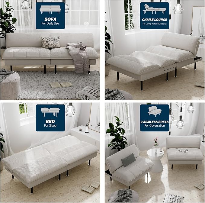Ribilake 70" Futon Sofa Bed, 4 in 1 Multi-Function Couch Sleeper