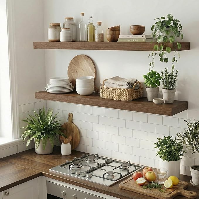 Dreamland 48 inch Floating Shelves, Rustic Wood Floating Wall Shelf