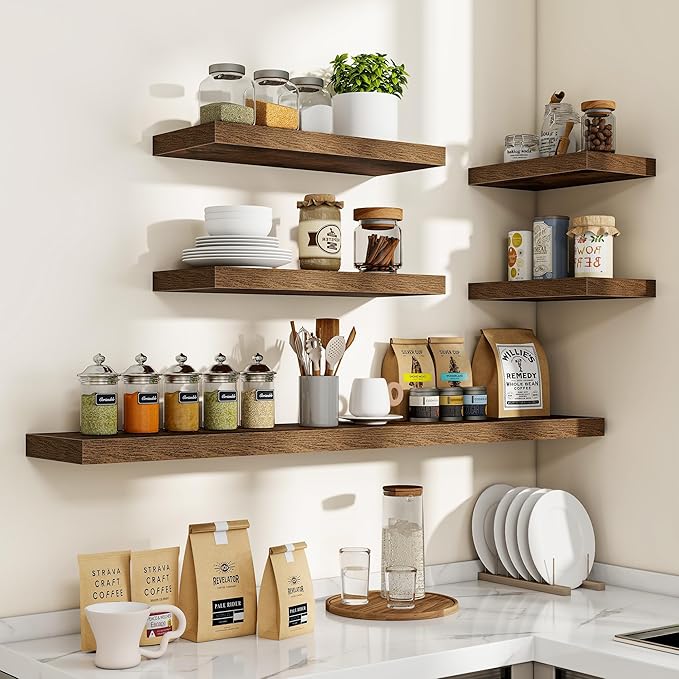 Acovy 16 Inch Floating Shelves, Wooden Shelves