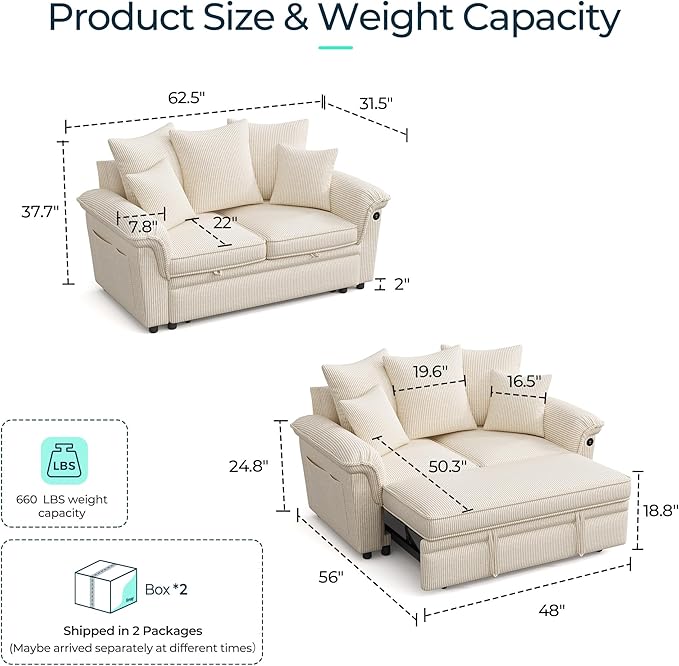 LINSY HOME Sectional Loveseat Sofa
