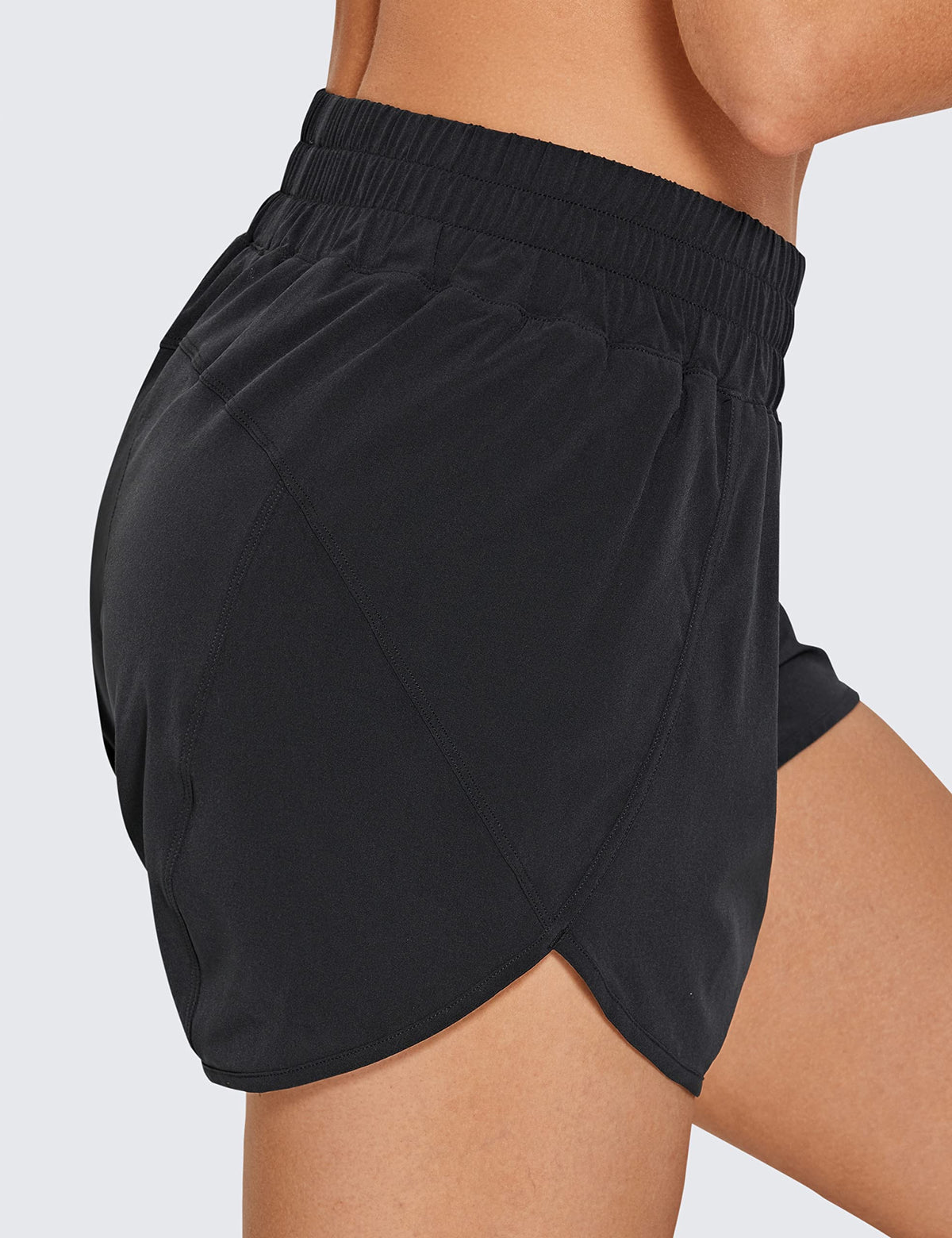 CRZ YOGA Womens High Waisted Running Shorts Mesh Liner 3'' Dolphin Quick Dry for Athletic Gym Track Workout with Zip Pocket Black Small