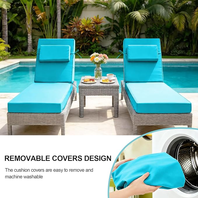 Chaise Lounge Cushions Outdoor 80x26x6 Inch, Fade Resistant 6'' Thicken Outdoor