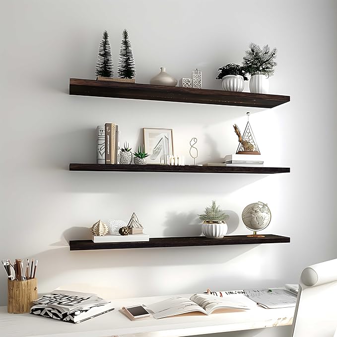 YYWUOJJ Wood Floating Shelves for Wall Decor, Rustic Wall Shelves for Bedroom