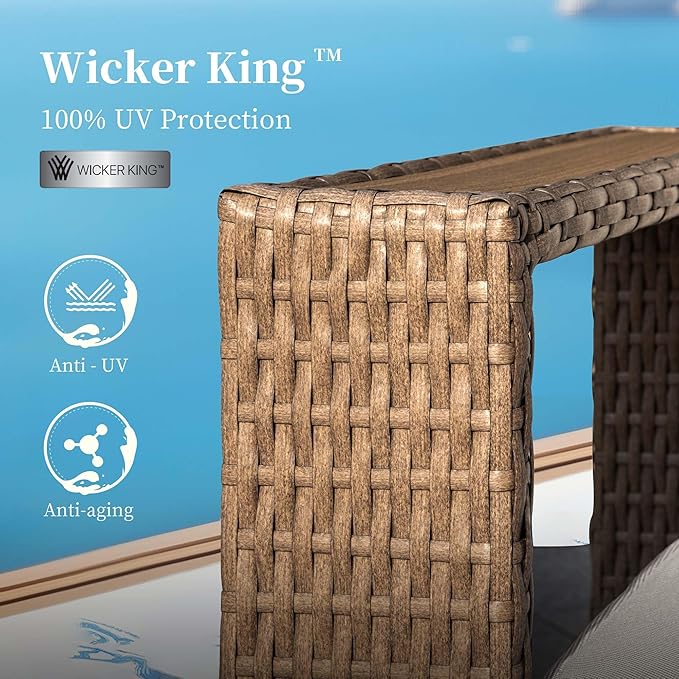 SUNSHINE VALLEY 4 Pieces Patio Furniture Set, Outdoor Rattan Wicker Chairs and