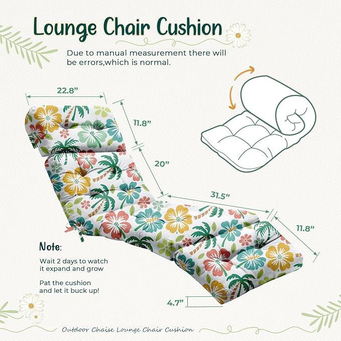2 Pack Outdoor Chaise Lounge Chair Cushion 75.1 x 22.8 x 4.7 Inches 100%
