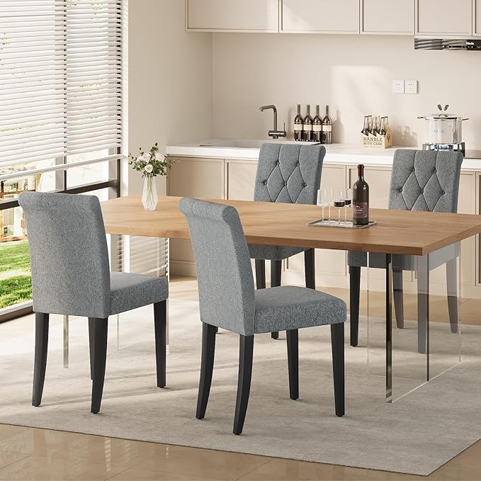 Welzona Upholstered Dining Chairs Set of 6, Button Tufted Parsons Dining Chair