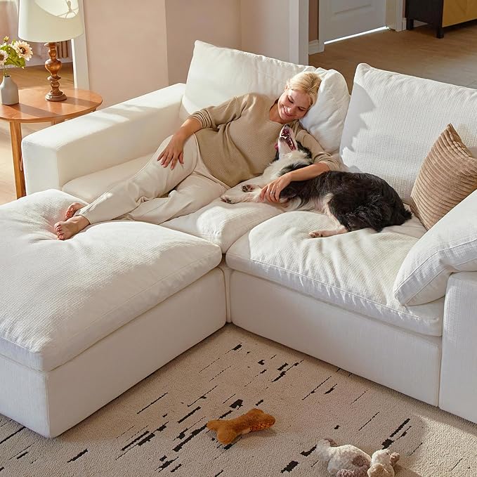 Cloud Couch Sectional 146.5'' Oversized Modular Deep Seat Sofa U Shaped Comfy