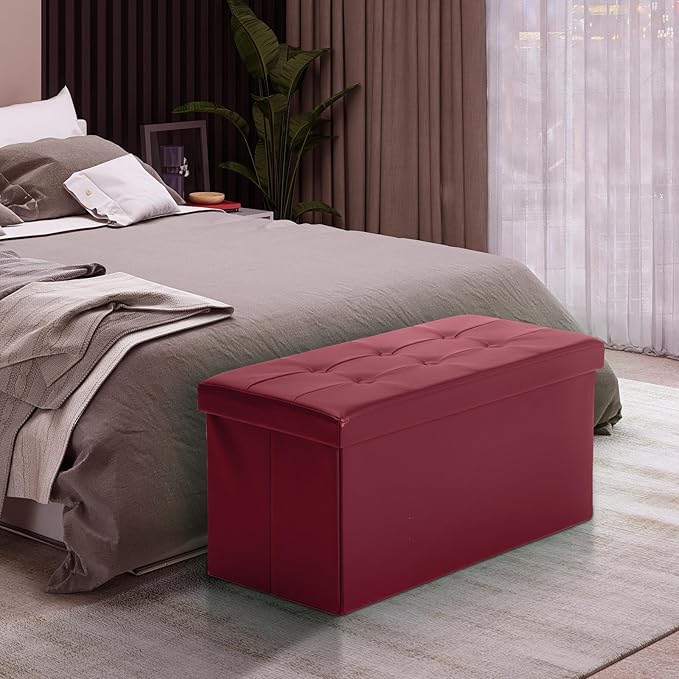 COSYLAND Ottoman Bench with Storage 30x15x15 inches White Ottoman