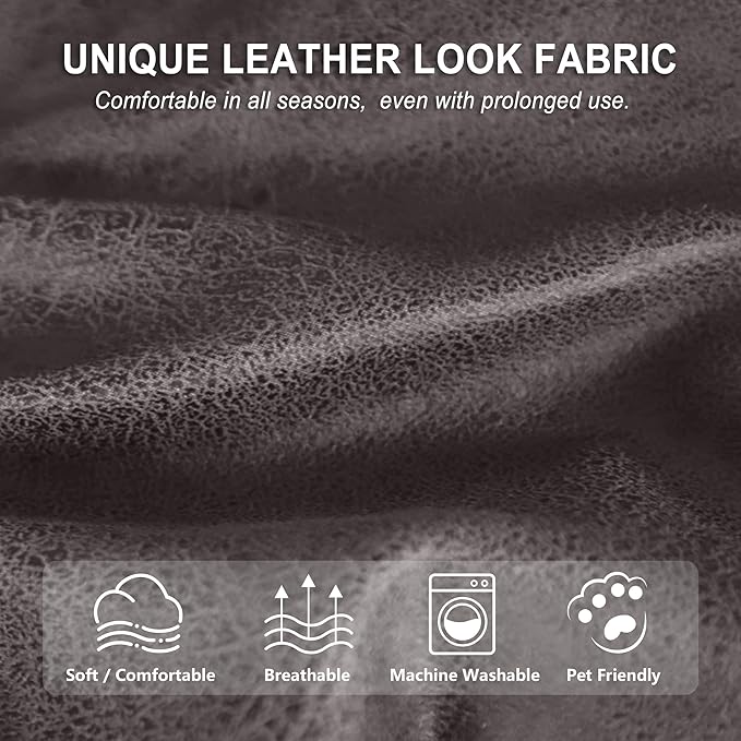 ANARACHON Leather Look Recliner Couch Cover, 8-Pieces Stretch Recliner Sofa
