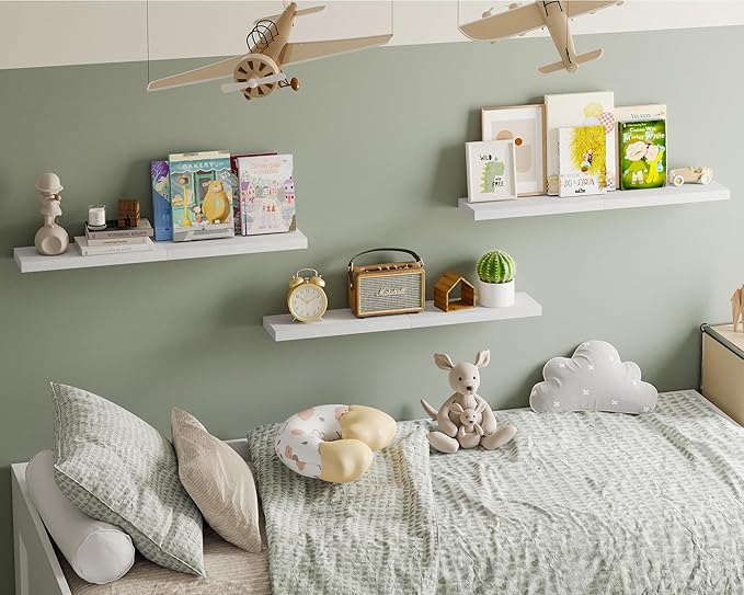 Fixwal White Shelves, 15.7in Floating Shelves, Farmhouse Shelf Wall Decor