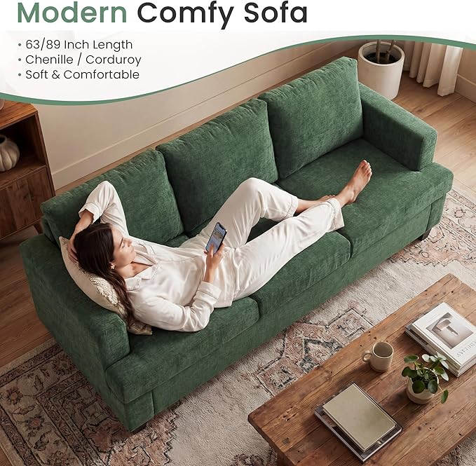 YOUDENOVA Sofa, 3 Piece Set Comfy Sofa, Loveseat & 2 3-Seater Couch