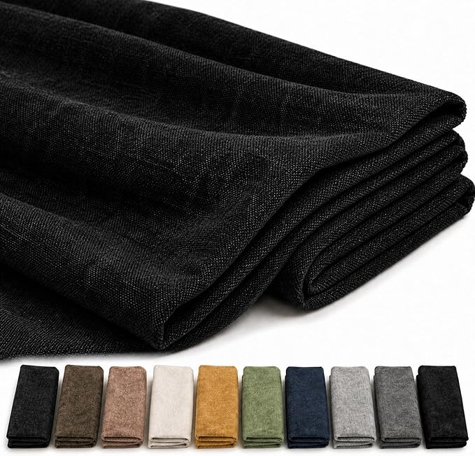 Mini Chenille Linen Blend Upholstery Fabric by the Yard, 57 Inch Wide Soft