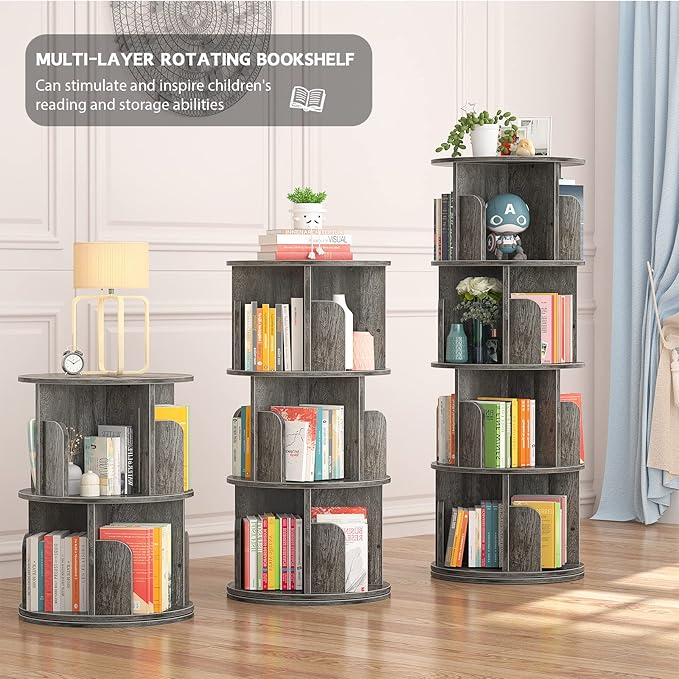 Aheaplus Rotating Bookshelf, 360 Display Corner Bookshelf