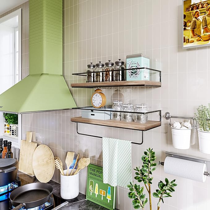 Shario Rustic Wood Floating Shelves