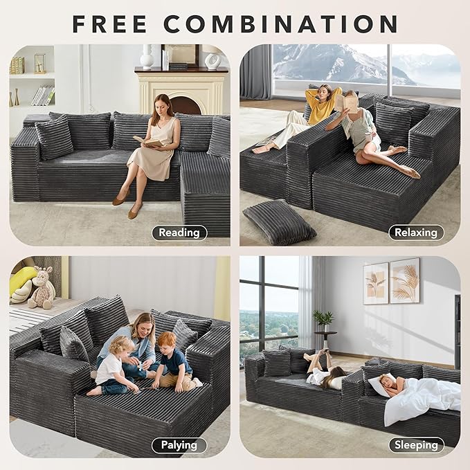 106” Modular Sectional Sofa, Cloud Sectional Couch