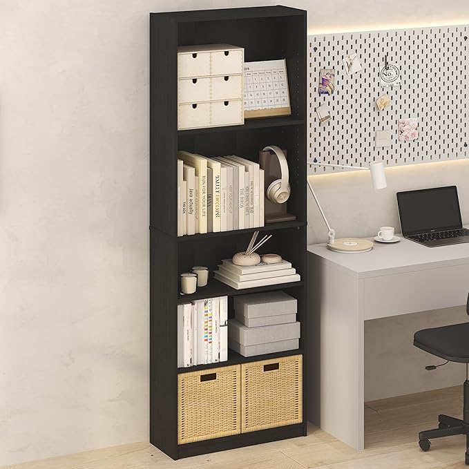 Furinno Jaya Simply Book Shelf, 5-Tier Bookshelf, Bookcase