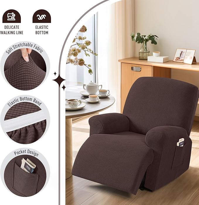 TAOCOCO Oversized Recliner Chair Covers, 1 Seater Streach Recliner Covers Soft