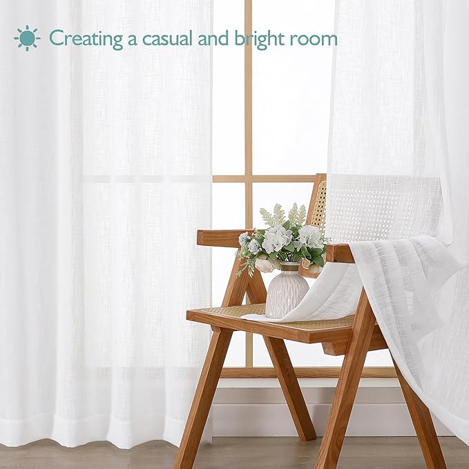 Chyhomenyc Semi Sheer Curtains 84 Inches Long 2 Panels Set, Light Filtering