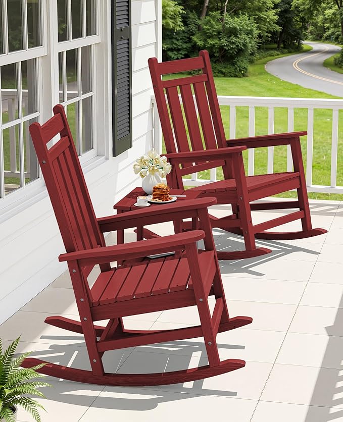 KINGYES Oversized Outdoor Rocking Chair, All-Weather Patio Rocking Chairs