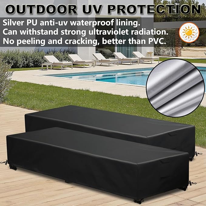Lounge Chair Covers Outdoor Waterproof Patio Chaise Lounge Cover 600D Weather