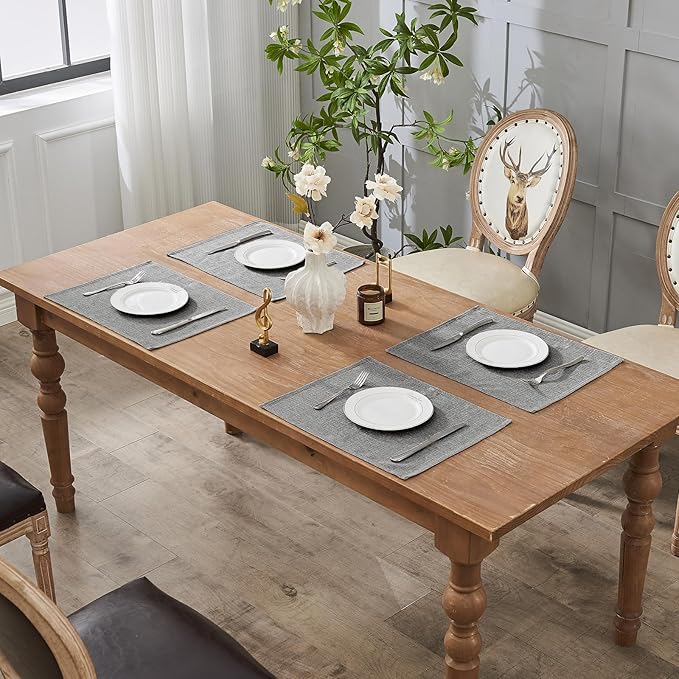 BALCONY & FALCON Placemats Set of 4 Faux Linen Cloth Place Mats Washable