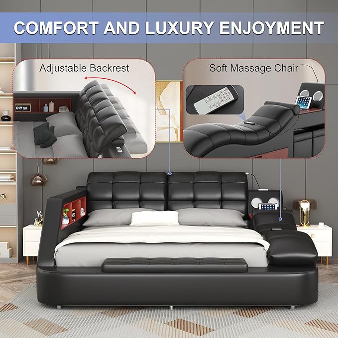 King Size Smart Multifunctional Bed Frame, Platform Bed