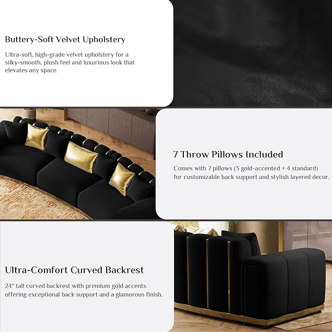145" Oversized Velvet Chesterfield Sofa Sectional Couch