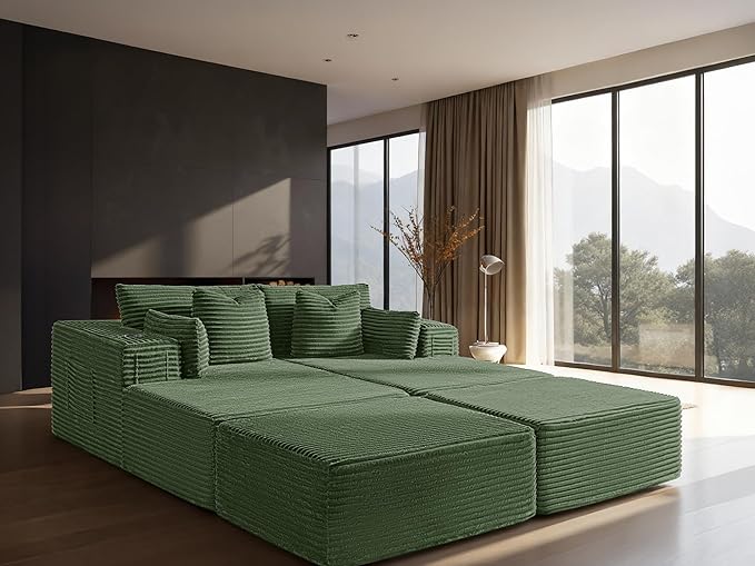 72" Cloud Sectional Couch, Comfort Sleep Sofa