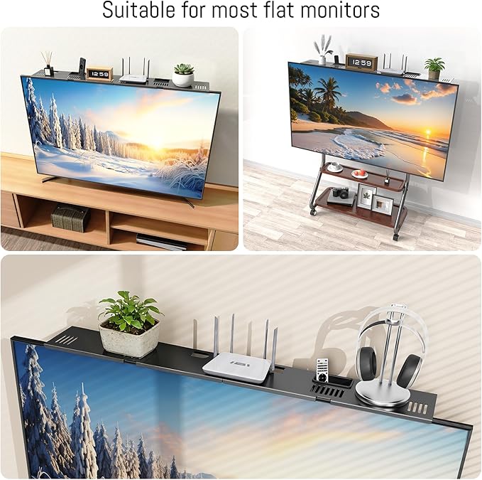 CABTE Adjustable Steel TV Top Shelf, Floating TV Stand, Universal Monitor Shelf