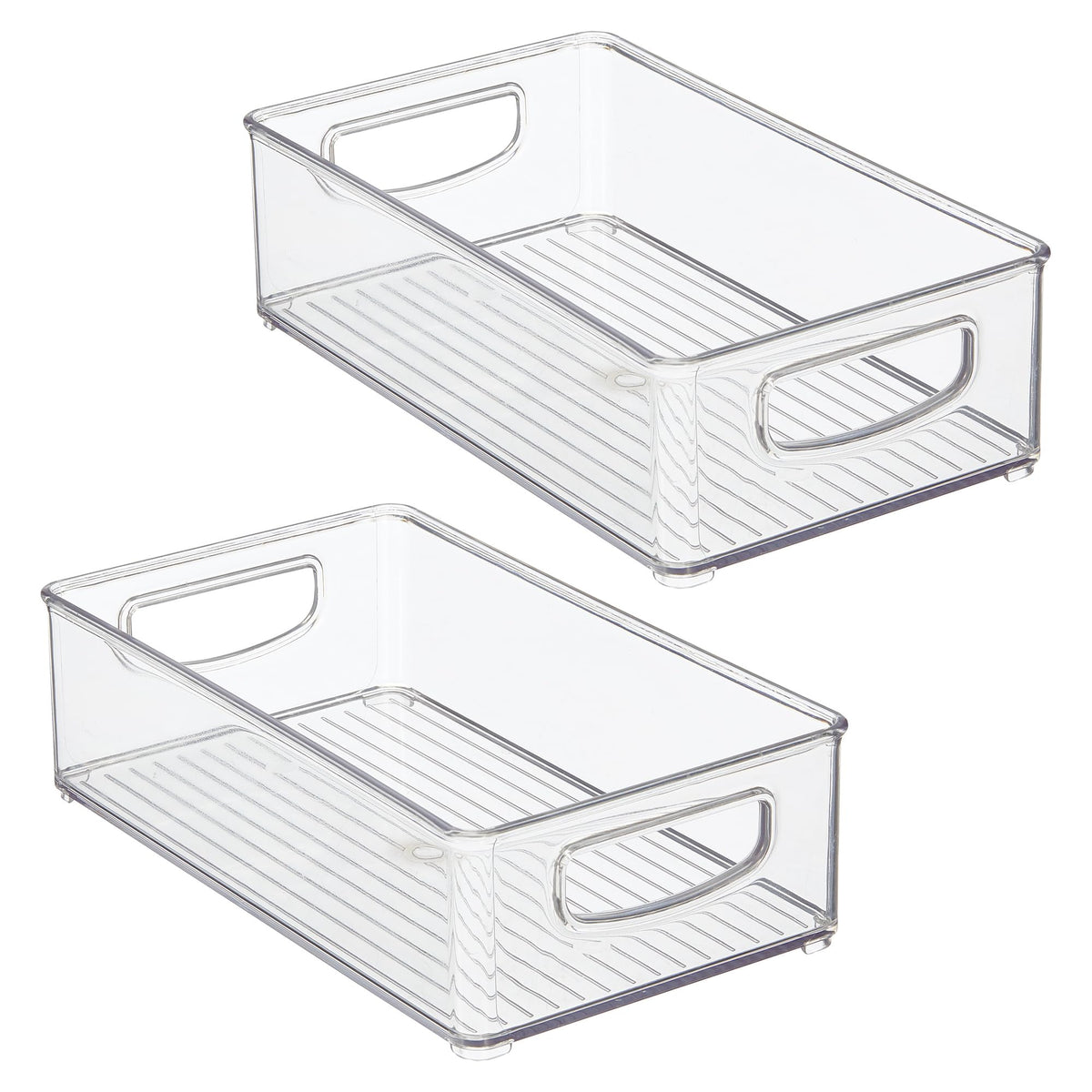 iDesign Stackable Pantry Bin with Handles for Kitchen Storage Set of 2, Clear, Made in USA