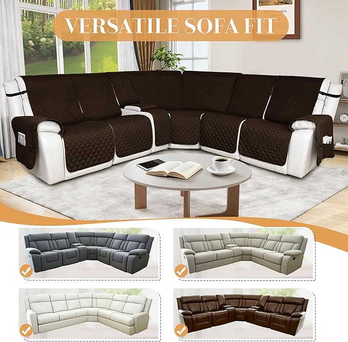 HDCAXKJ 100% Waterproof Reclining Sectional Couch Covers L Shape Recliner Sofa