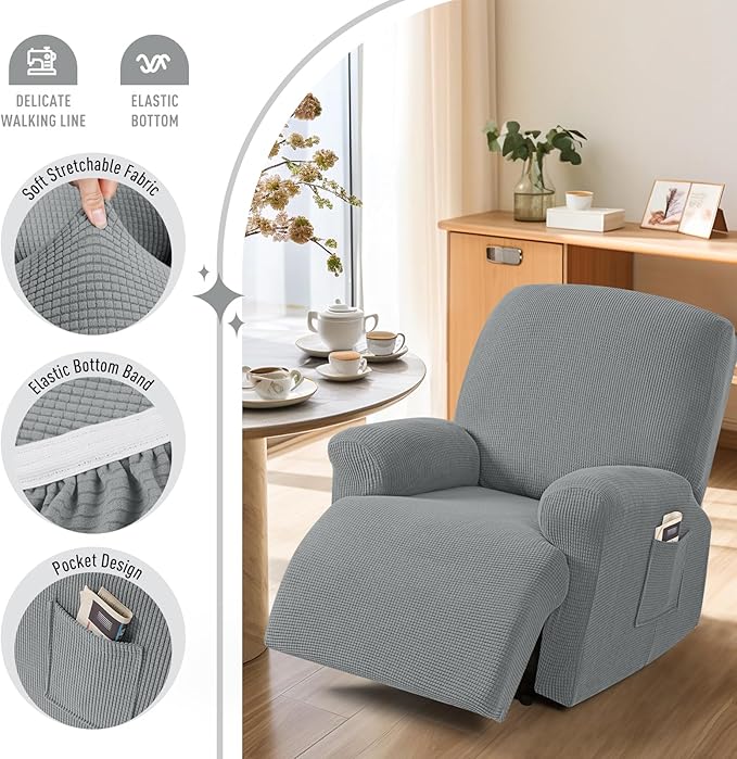 TAOCOCO Oversized Recliner Chair Covers, 1 Seater Streach Recliner Covers Soft